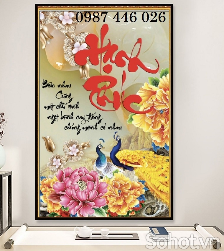 Gạch tranh ốp tường chim công HP0822