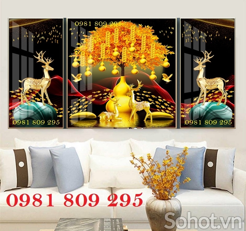 Tranh gạch 3d cây kim tiền