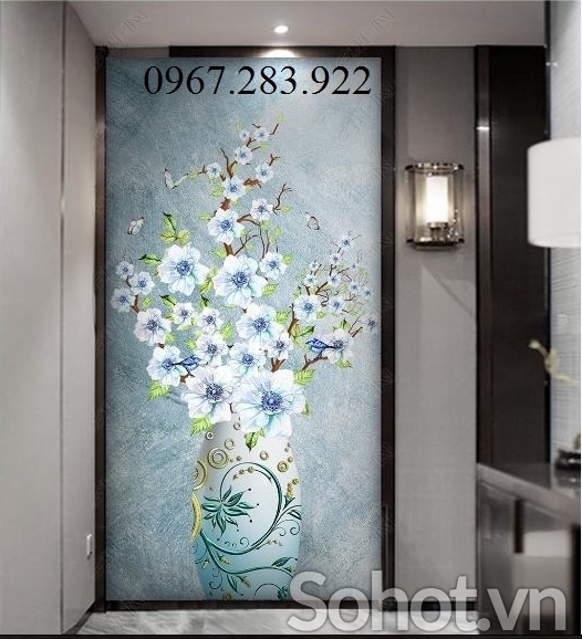 Tranh 3D- Tranh hoa khổ dọc