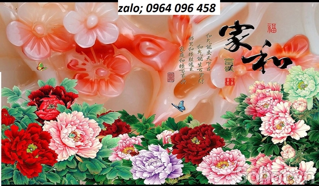 Tranh gạch 3d hoa mẫu đơn - MXBC2