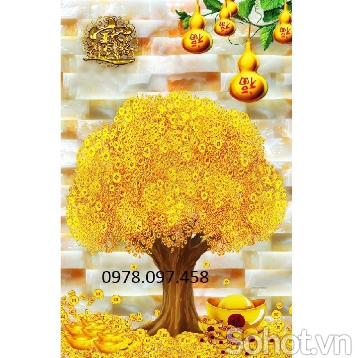 Gạch tranh 3D - tranh cây lộc vàng