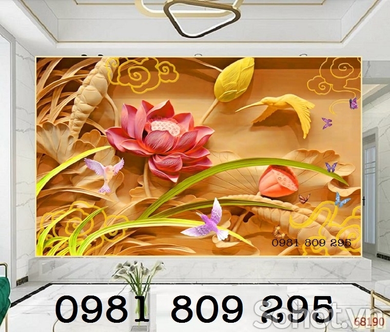 Gạch tranh - tranh gạch 3d hoa sen
