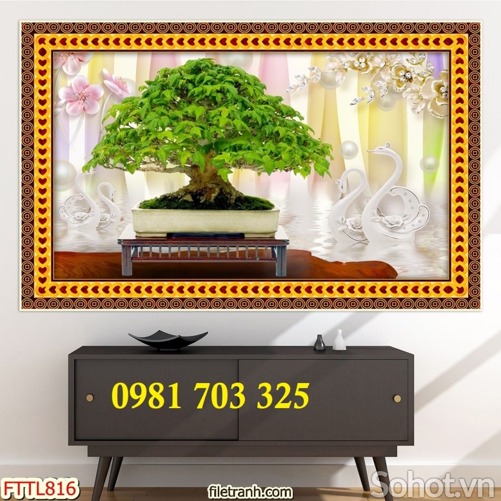 Gạch tranh 3D cây cảnh phong thủy ốp tường