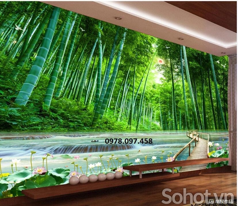 Tranh vườn trúc - tranh gạch 3D