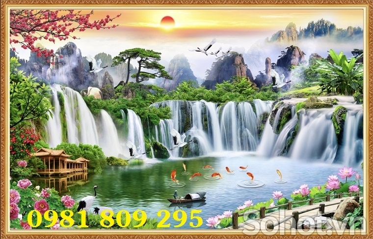 Mẫu tranh  phong cảnh - gạch 3d