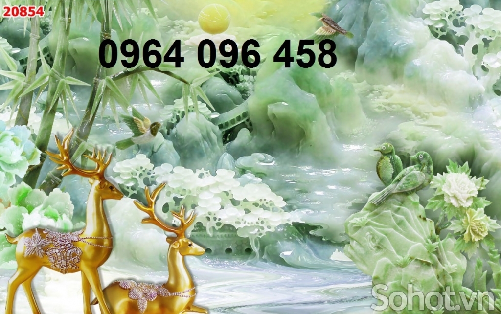 gạch tranh 3d phong thủy phòng khách - 643DB