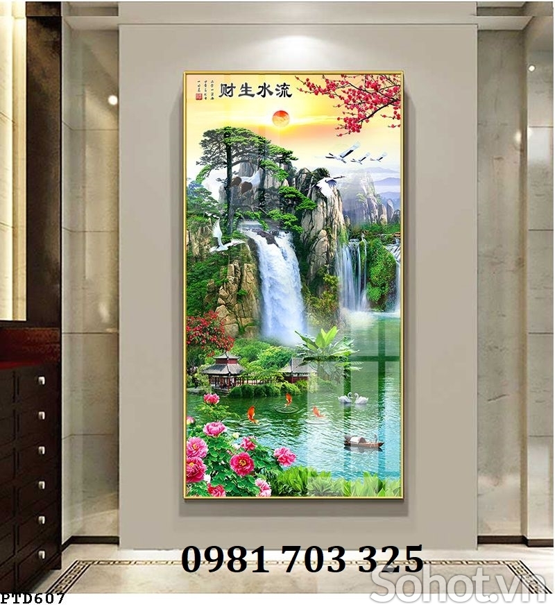 Gạch tranh phong cảnh khổ đứng