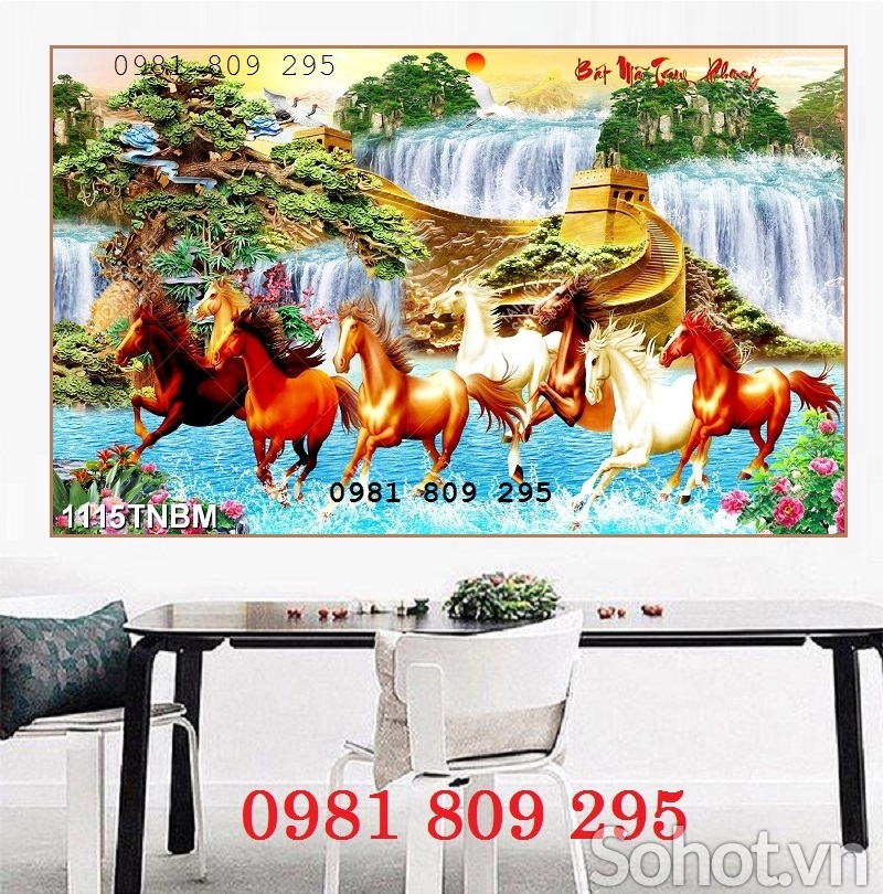 Tranh gạch men ốp tường bát mã 3d HG75452