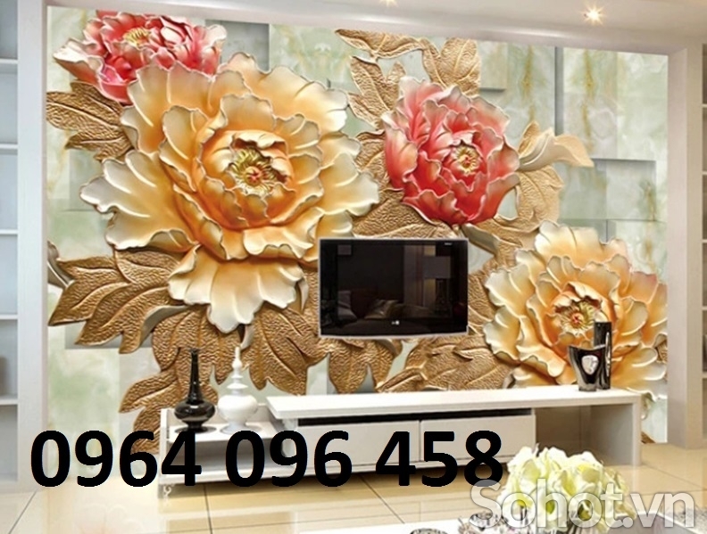 Tranh gạch 3d hoa mẫu đơn - 432ZXC
