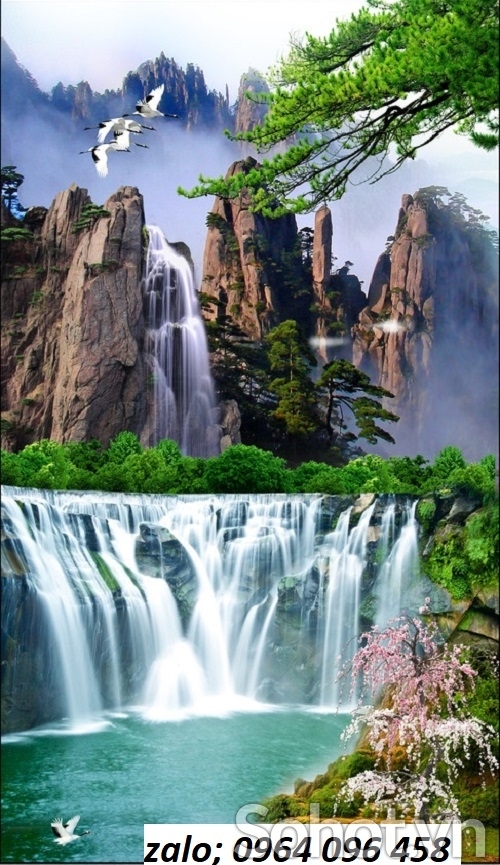 Tranh gạch ốp tường phong cảnh khổ đứng 3d - UN887