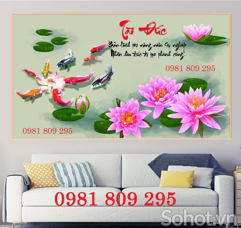 Tranh gạch 3d cá chép HD876