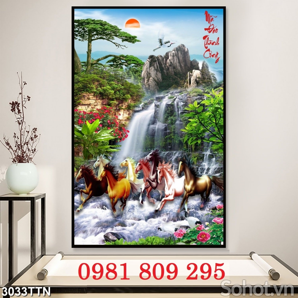 Gạch tranh sơn thủy , gạch 3d