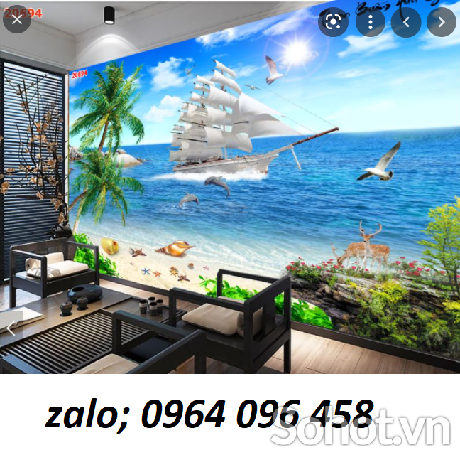 Tranh gạch 3d phong thủy thuyền buồm - 988VV