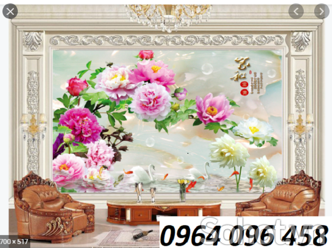 Tranh gạch 3d ốp tường hoa mẫu đơn - XVC422