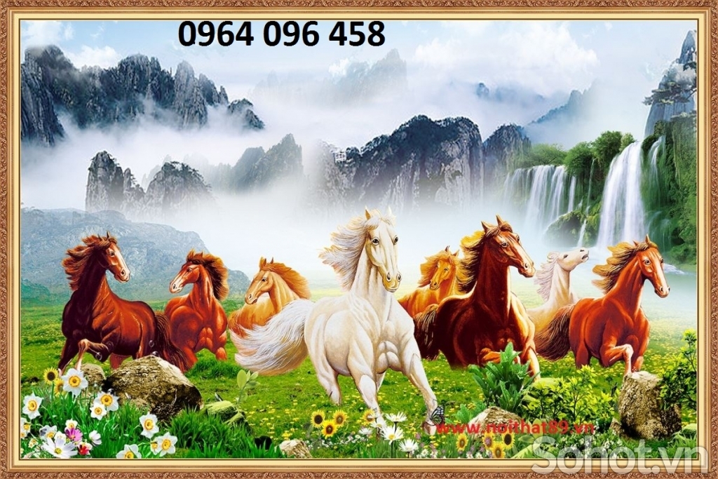 tranh 8 con ngựa - gạch tranh con ngựa - DGH67