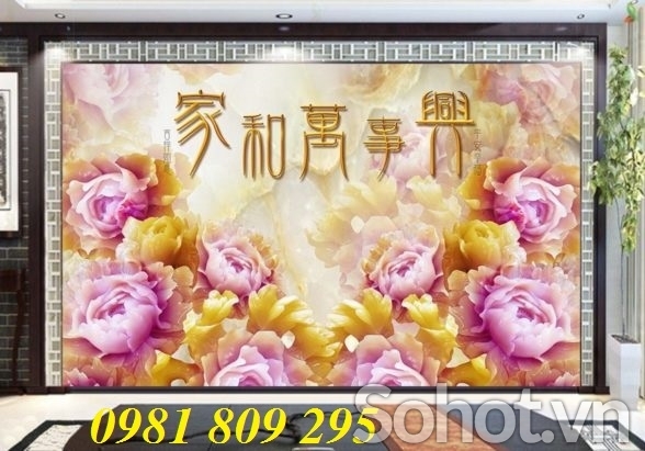 Tranh 3d mẫ đơn - gạch tranh 3d sứ ngọc