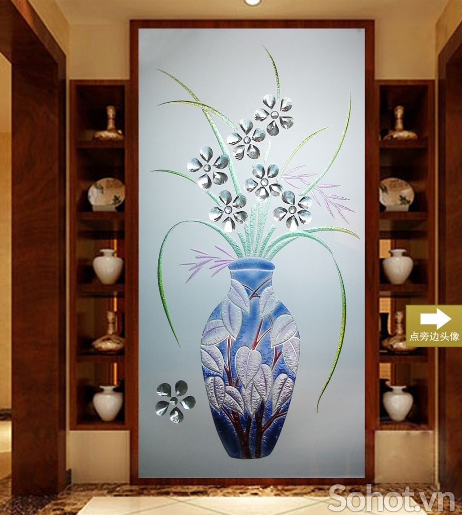 tranh bình hoa 3d sứ ngọc