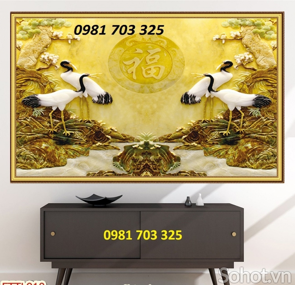 Tranh gạch 3D tùng hạc