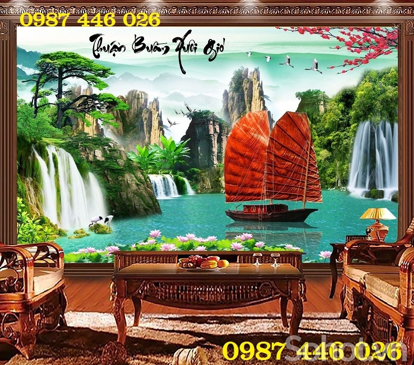 Gạch tranh ốp tường, tranh gạch men trang trí phòng khách HP9873