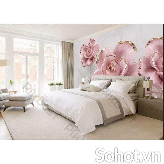 Tranh gạch men 3d ốp tường hoa hồng - XVB88