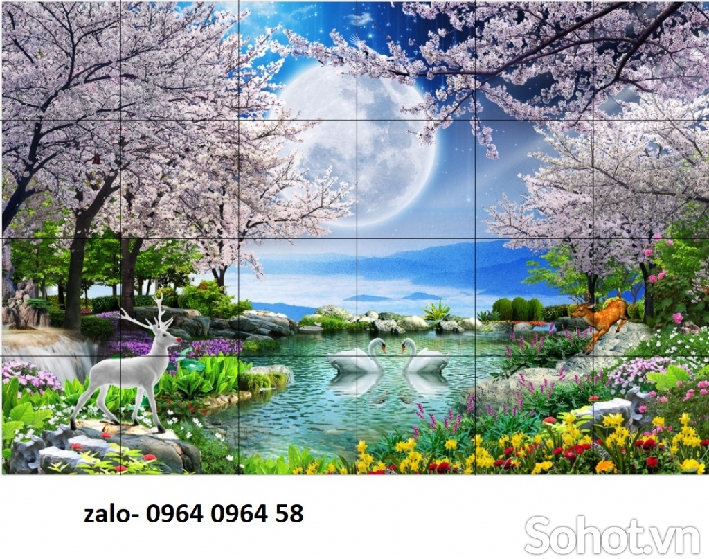 Tranh gạch 3d ốp tường phong cảnh đồng quê - NC444