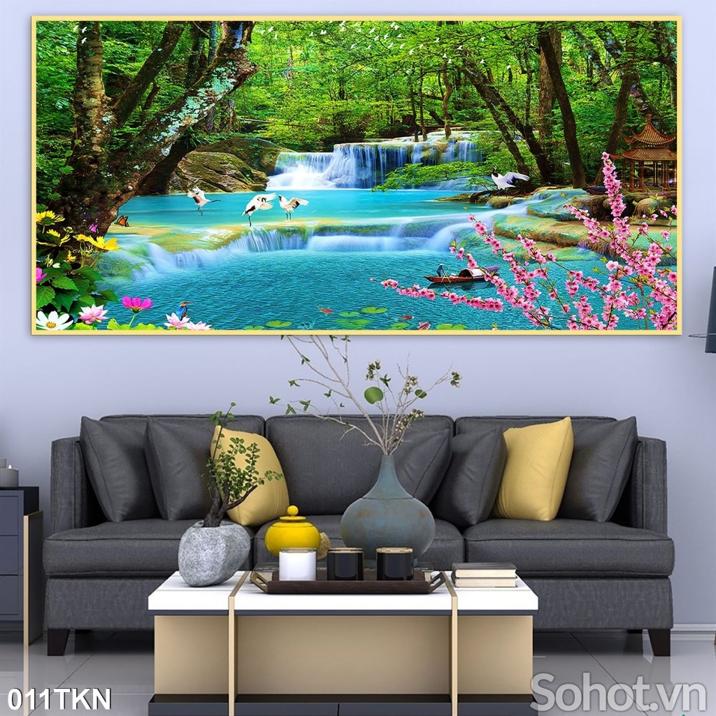 tranh 3D phong cảnh trang trí phòng khách