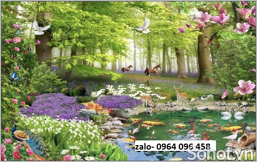 Tranh gạch 3d phong cảnh đồng quê sông núi - NXC43