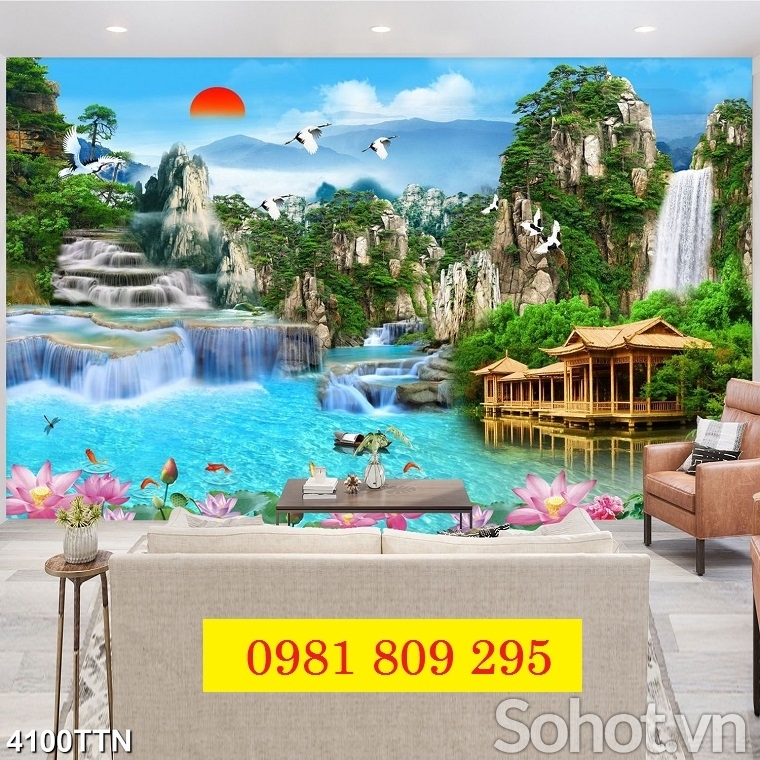 Gạch 3d tranh thác nước đẹp JP6969