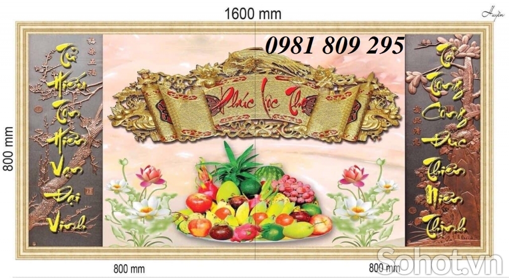 tranh gạch 3d hoa sen ốp phòng thờ