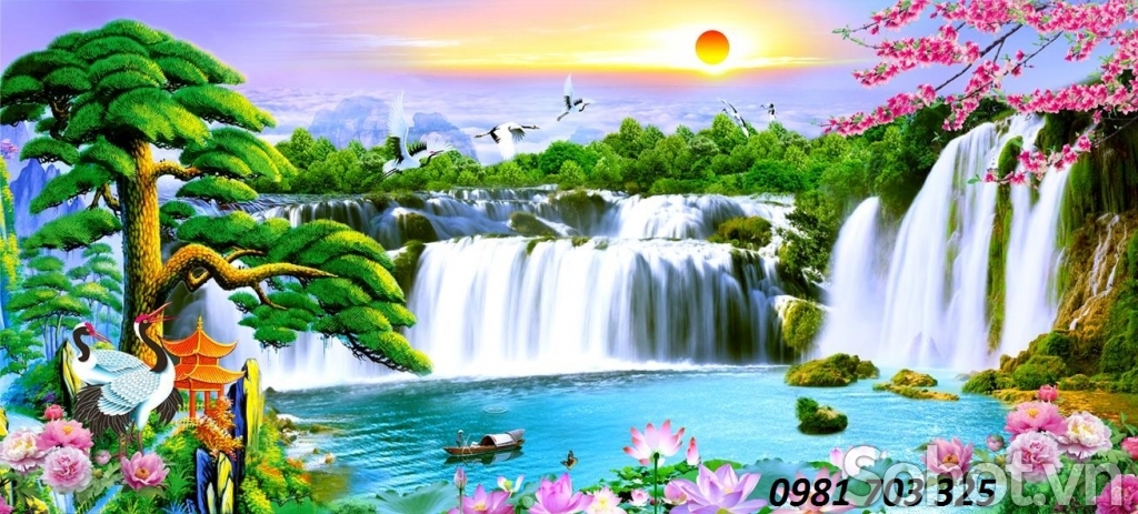 Gạch tranh sơn thủy hữu tình