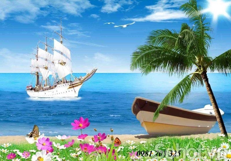 Tranh gạch 3D thuận buồm xuôi gió