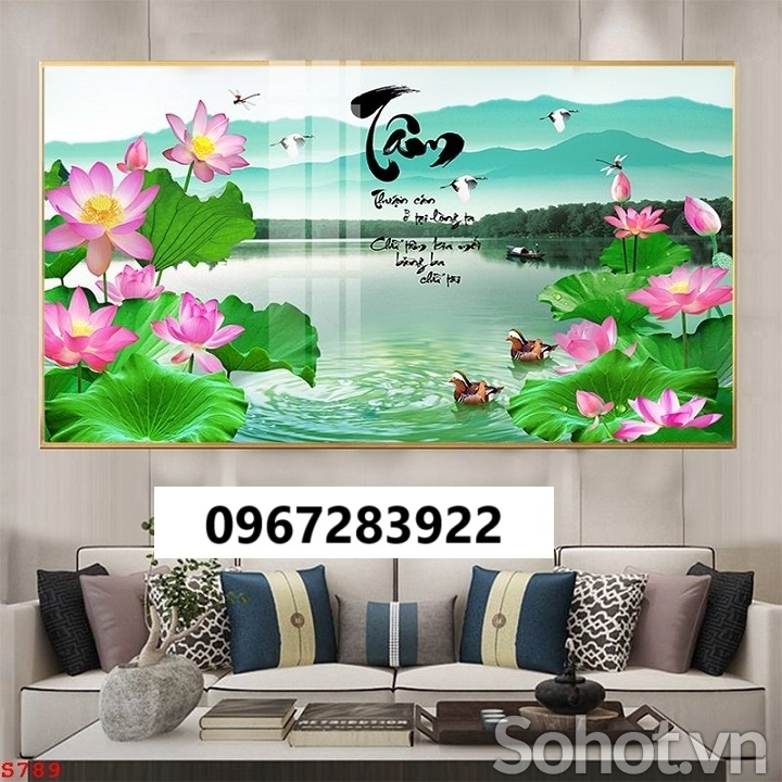 Gạch tranh hoa sen đẹp trang trí nhà