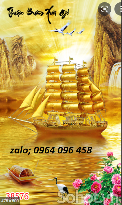 Tranh gạch 3d phong thủy thuyền buồm - KMN84