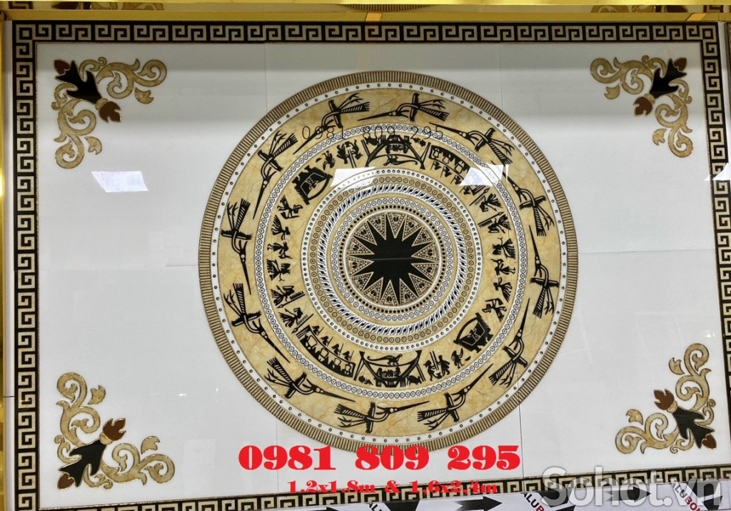 Thảm gạch hoa văn khắc vàng khổ lớn HP3658