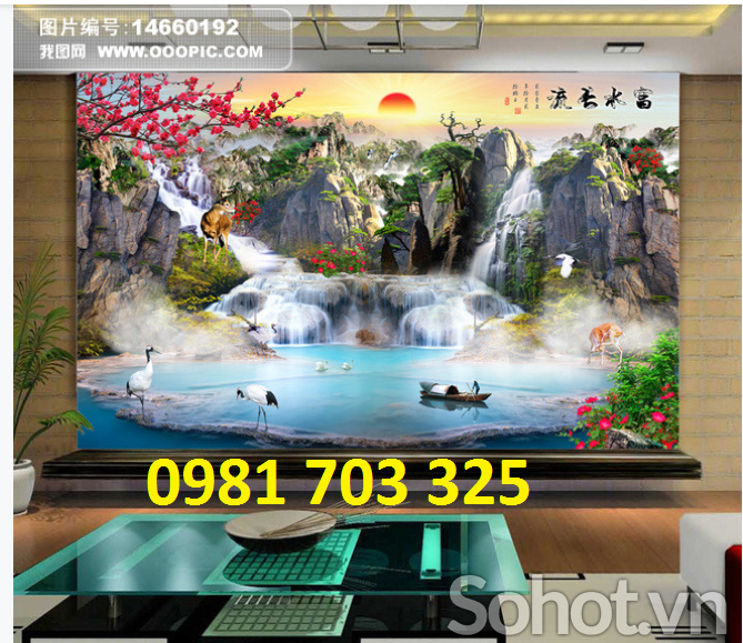tranh 3D phong cảnh trang trí phòng khách