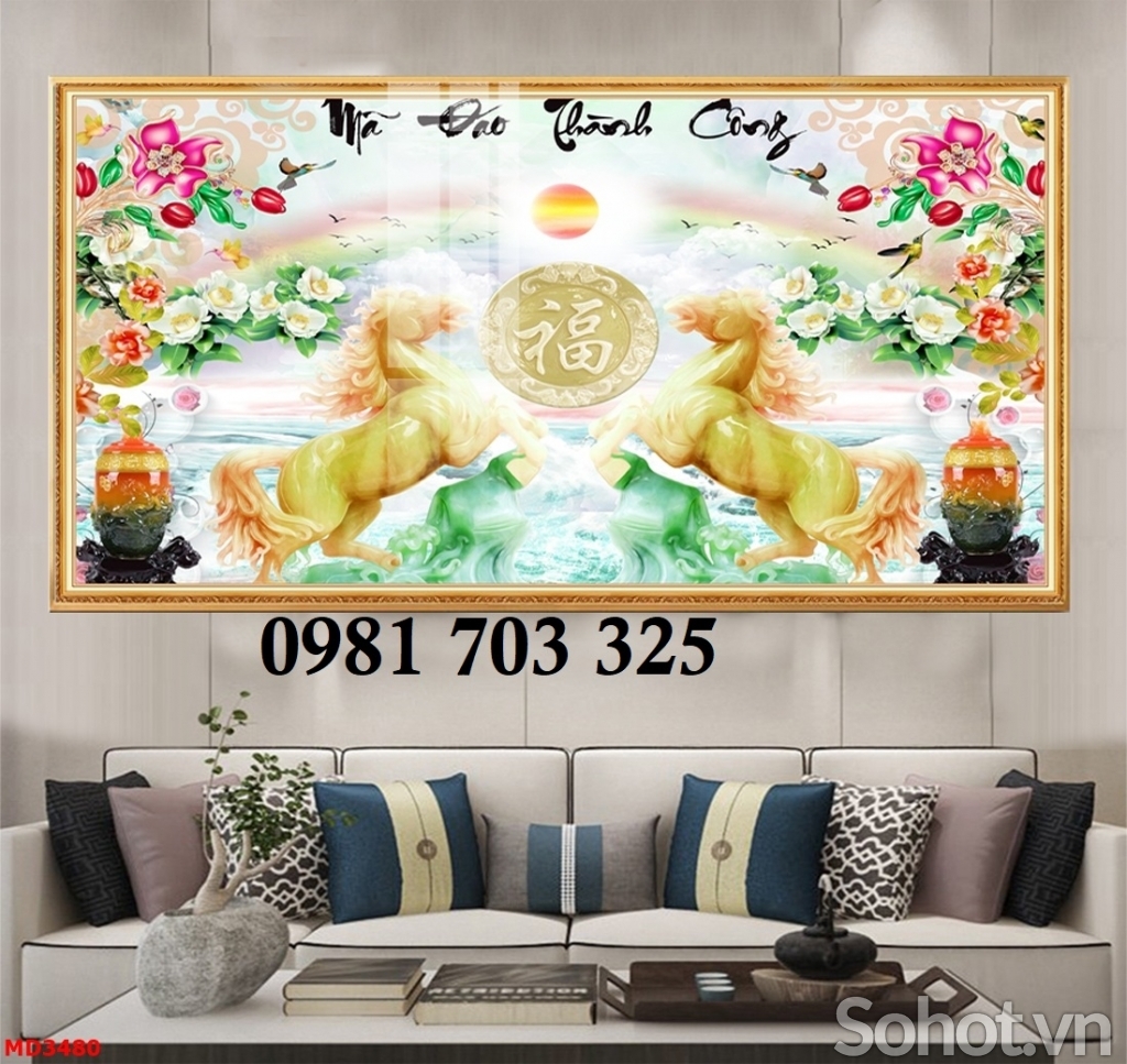 Tranh ngựa ốp tường, gạch tranh