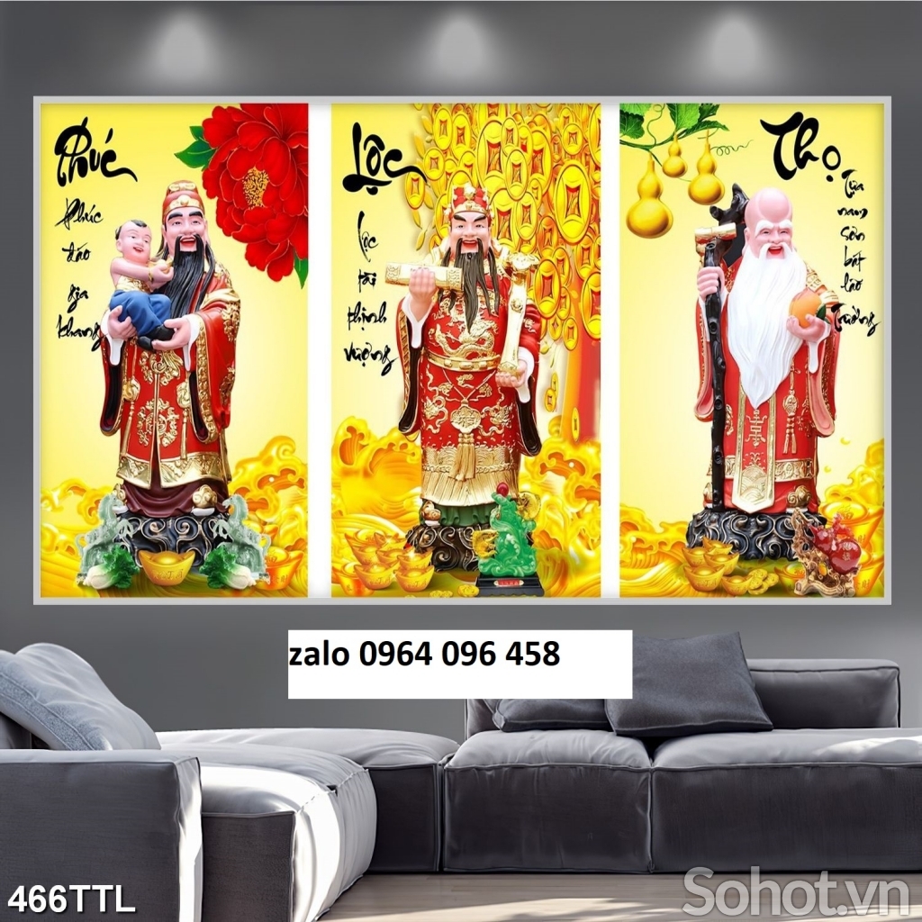 Tranh gạch 3d ốp tường phúc lộc thọ - SXC43