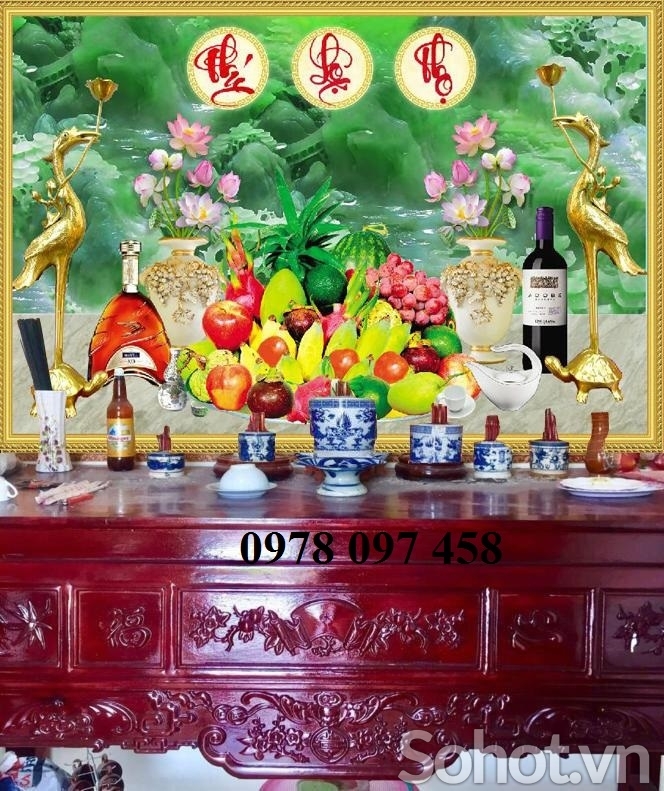 Phòng thờ - tranh gạch 3D