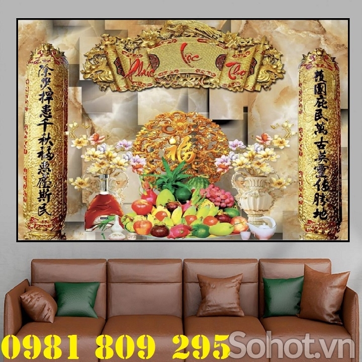 Tranh 3d phòng thờ - tranh gạch 3d