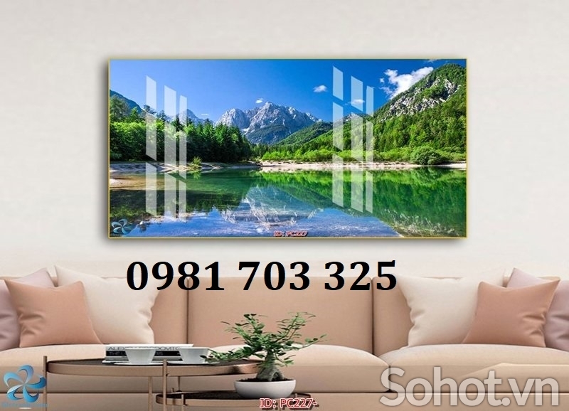 Tranh gạch 3D dán tường phòng khách