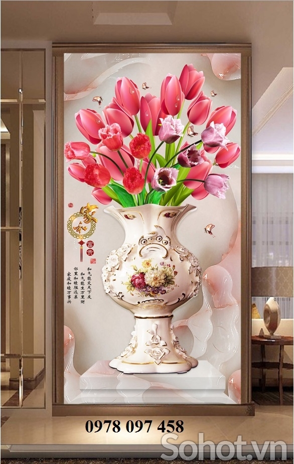Tranh gạch - tranh bình hoa 3D