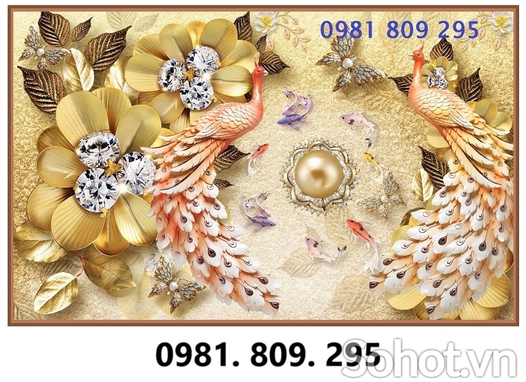 Gạch tranh men chim công đẹp