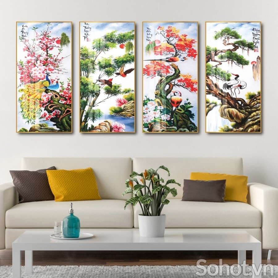 Gạch tranh trang trí tứ quý sang trọng