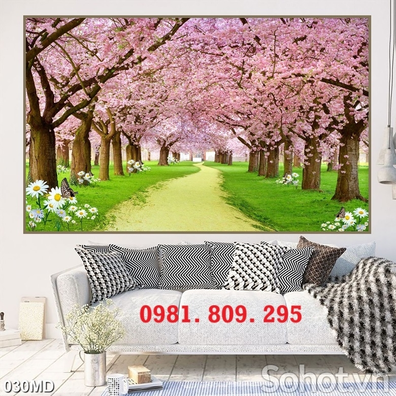Tranh gạch men phong cảnh hoa đẹp 3d