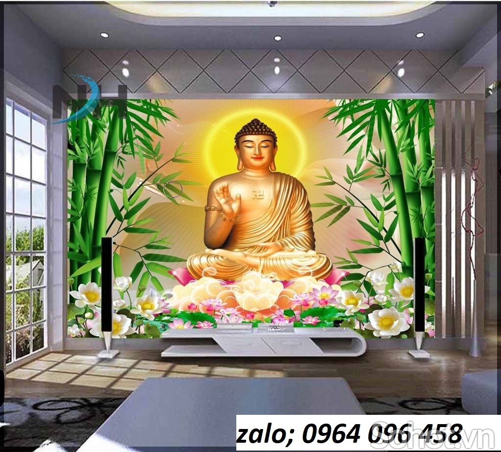 Tranh gạch 3d ốp tường phật phòng thờ - HNM89