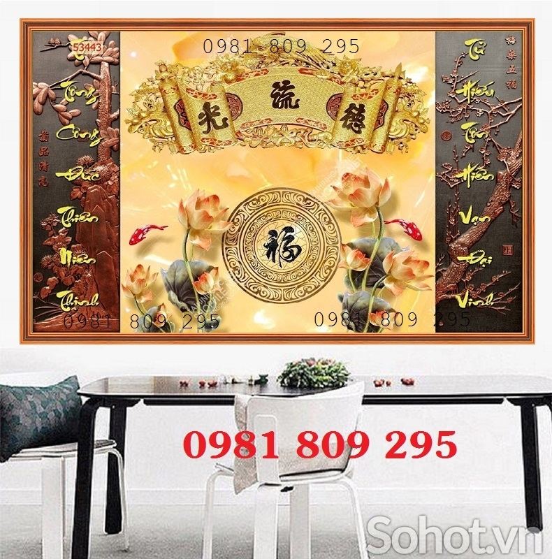 Tranh gạch ốp tường phòng thờ đẹp HP6533