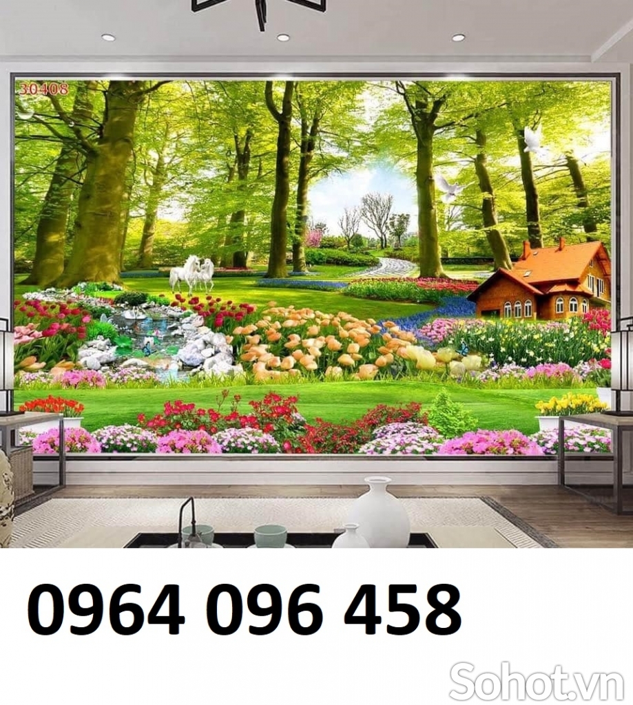 Tranh gạch 3d vườn hoa gạch tranh 3d ốp tường - 8433XP