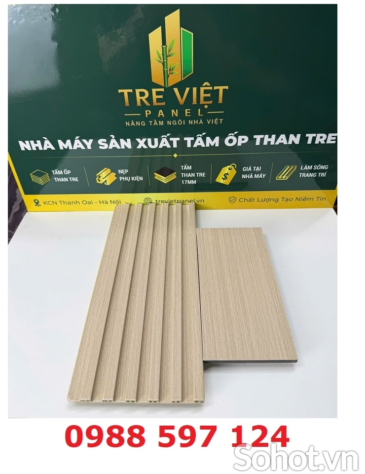Ốp tường than tre lam sóng vân gỗ