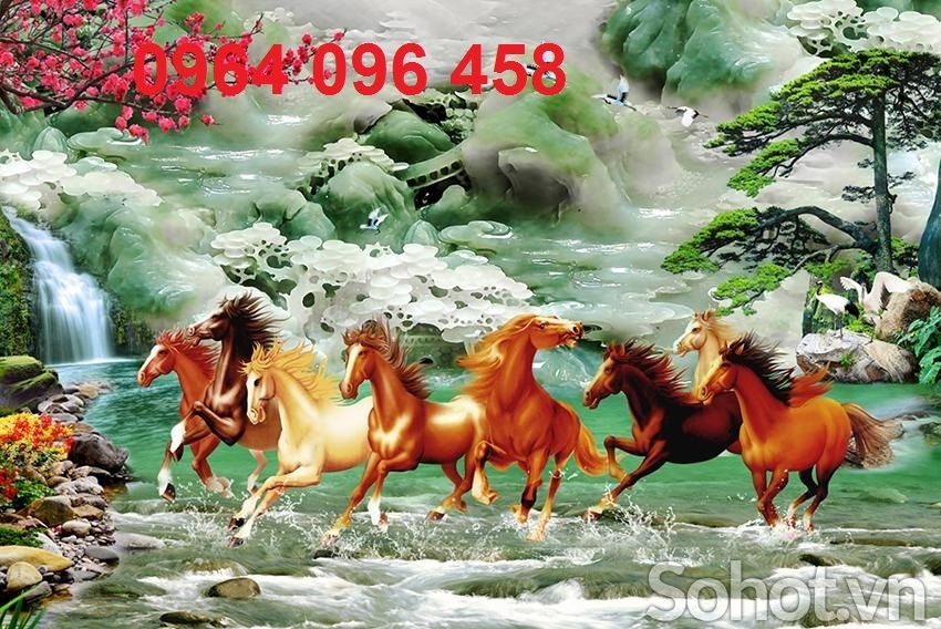 Tranh con ngựa 3d - tranh gạch 3d con ngựa - J94