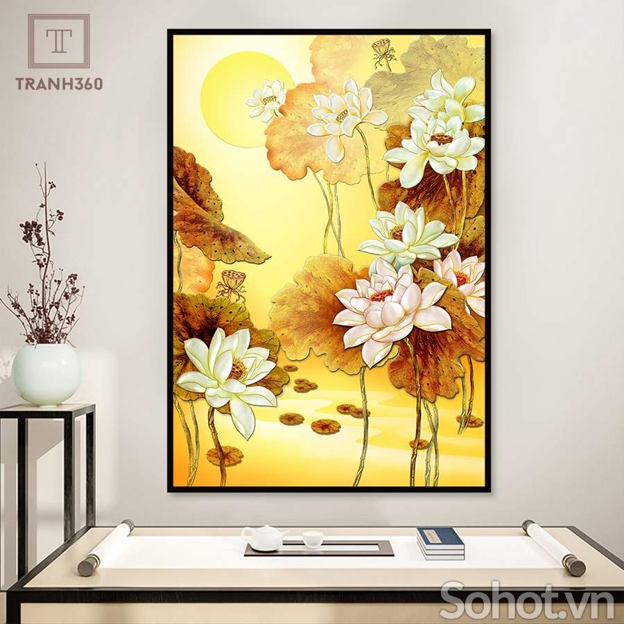 Tranh gạch hoa sen 3d - 0988C